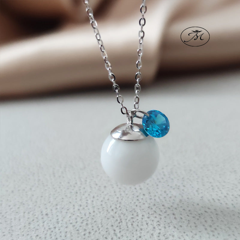 Halo Teardrop Breast Milk Necklace - 925 sterling silver with white gold  plating