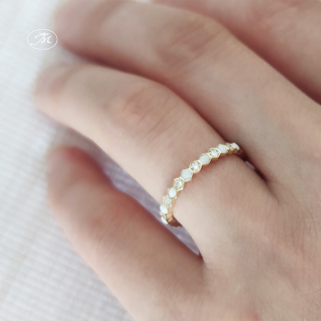 Gold Breastmilk Honeycomb Hexagon Stacking Band