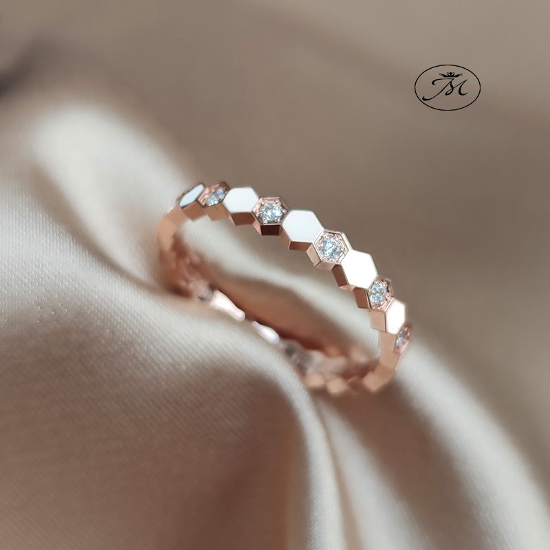 Gold Breastmilk Honeycomb Hexagon Stacking Band