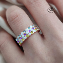 Load image into Gallery viewer, Gold Breastmilk Honeycomb Hexagon Stacking Band
