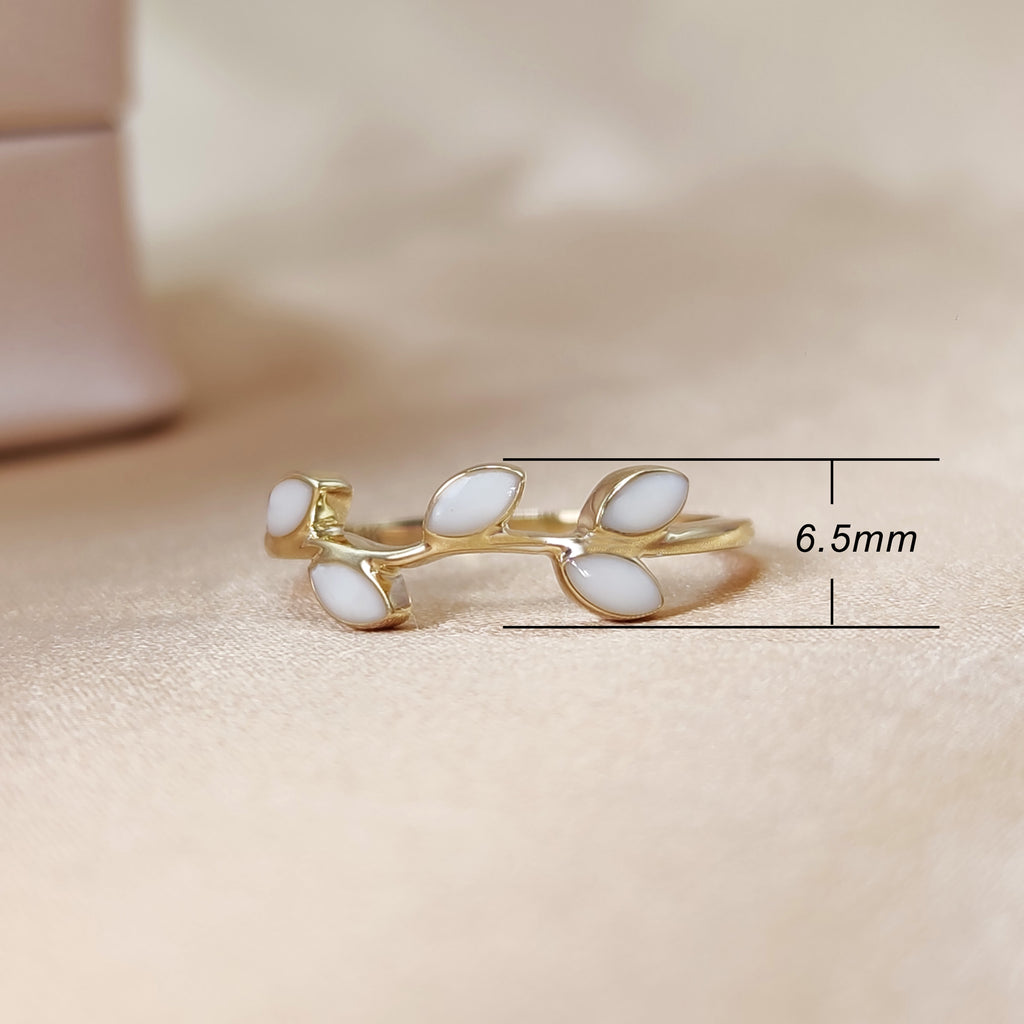 Solid Gold Leaf Shape Breastmilk Band Breastmilk Ring