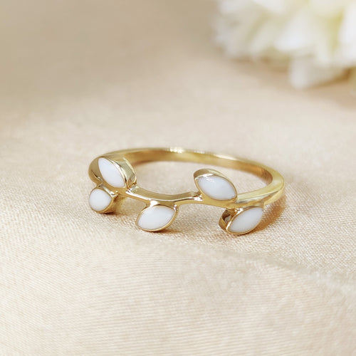 Solid Gold Leaf Shape Breastmilk Band Breastmilk Ring