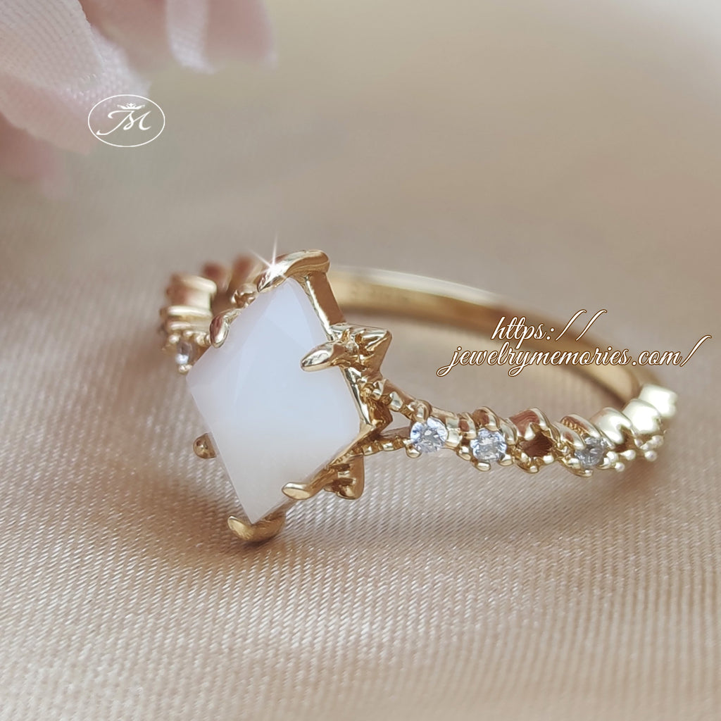 Sterling Silver/Solid Gold Diamond Shape Breast Milk Ring