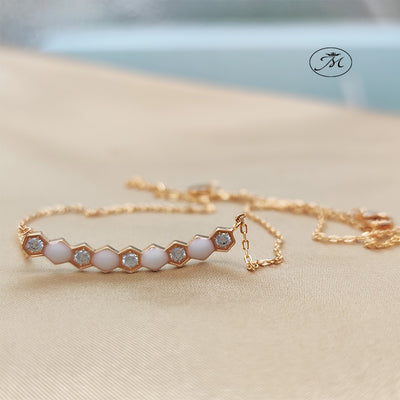 Gold Breastmilk Honeycomb Hexagon Necklace