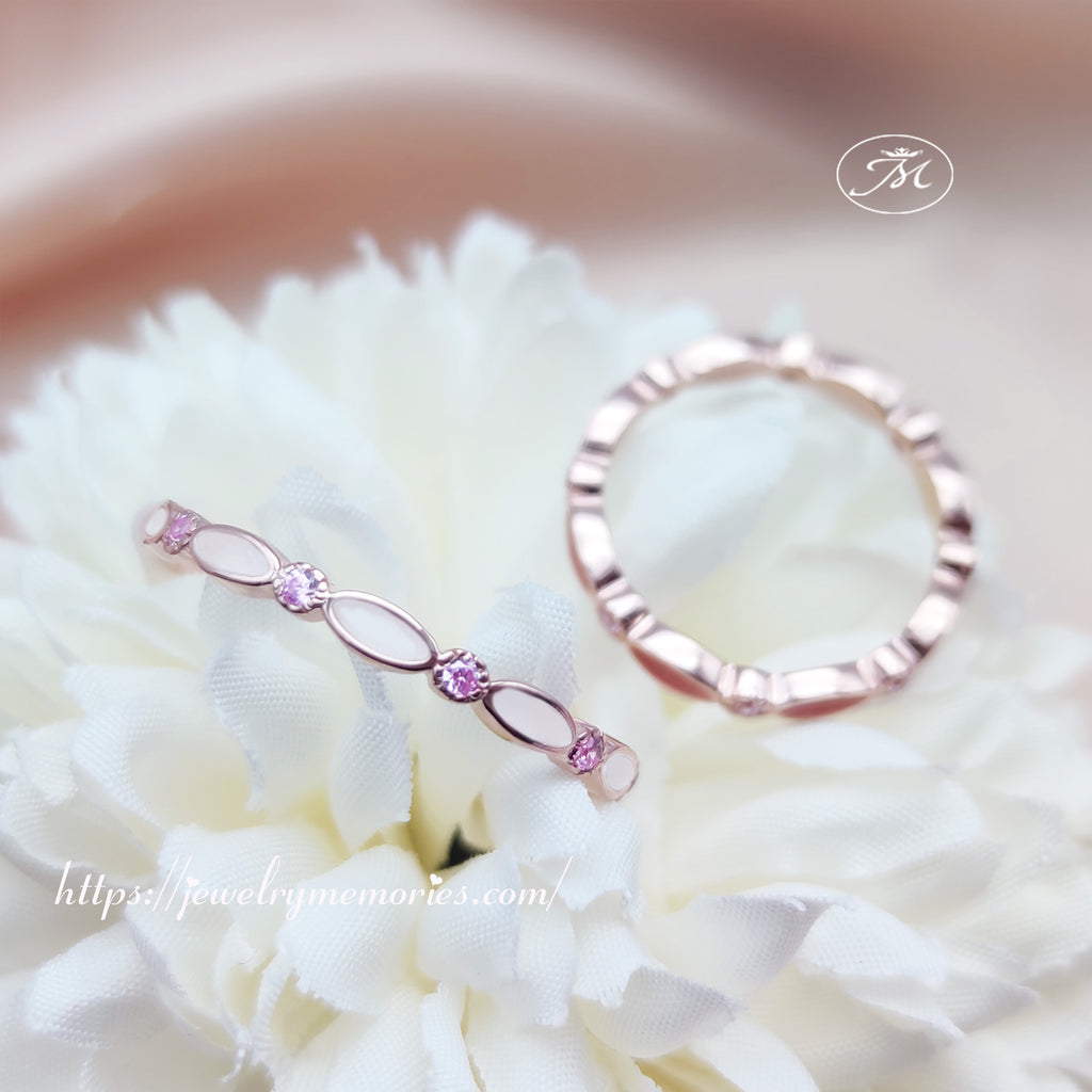 Dainty Solid Gold/Sterling Silver Breastmilk Eternity stacking Ring
