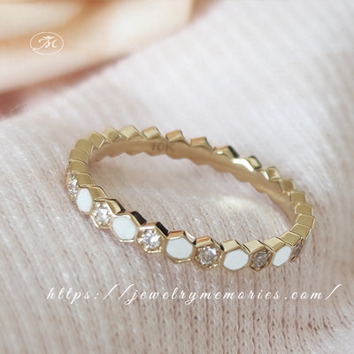 Gold Breastmilk Honeycomb Hexagon Stacking Band