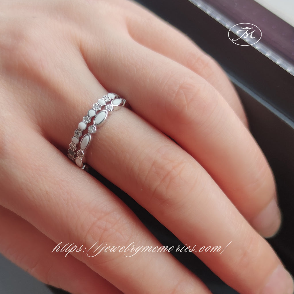 Dainty Solid Gold/Sterling Silver Breastmilk Eternity stacking Ring