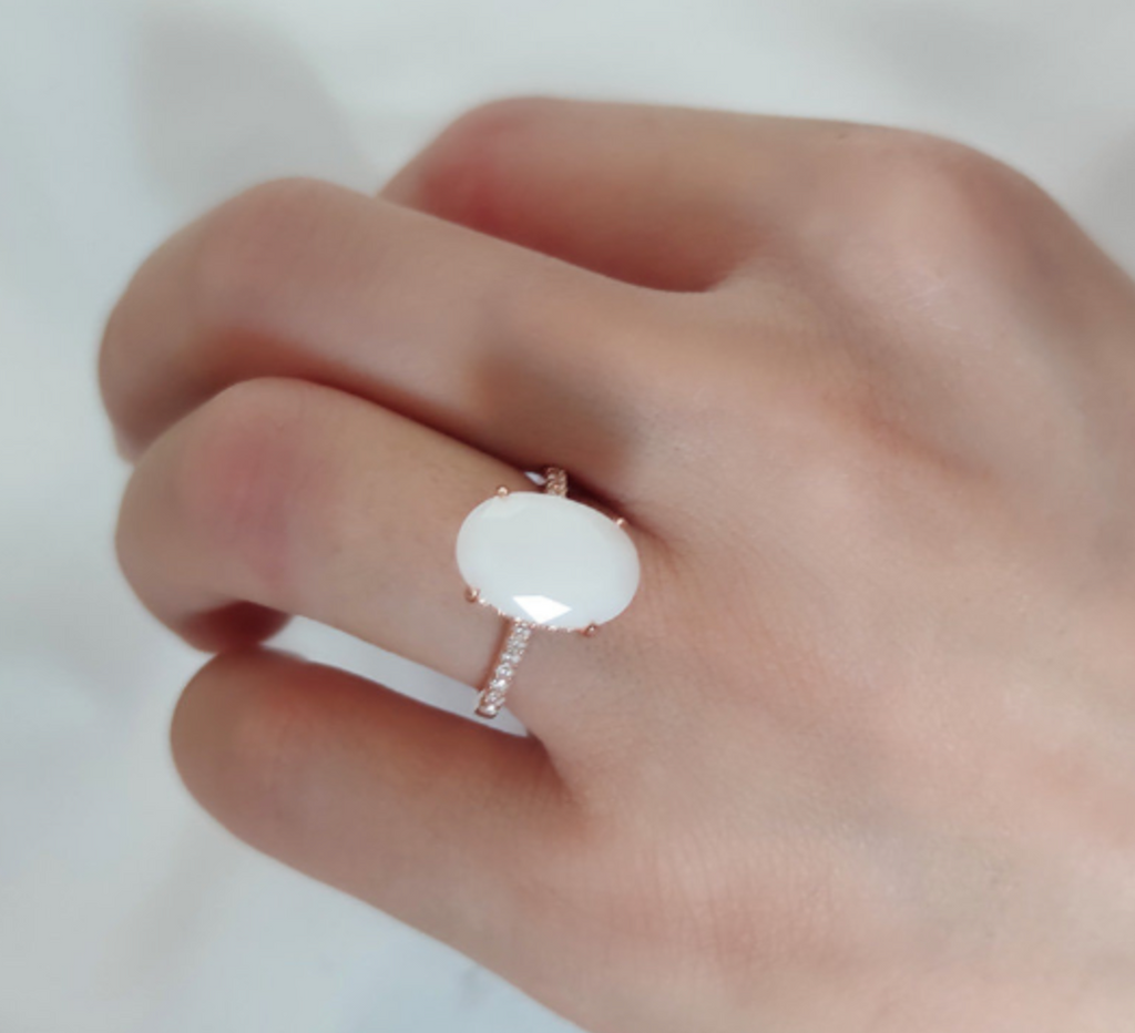 Sterling Silver / Solid Gold Breast Milk Oval Ring