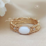 Gold Dainty Lace Breastmilk Oval Ring