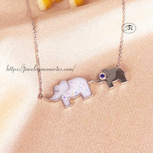 Load image into Gallery viewer, Gold Breastmilk Mommy &amp; Baby Elephant Necklace