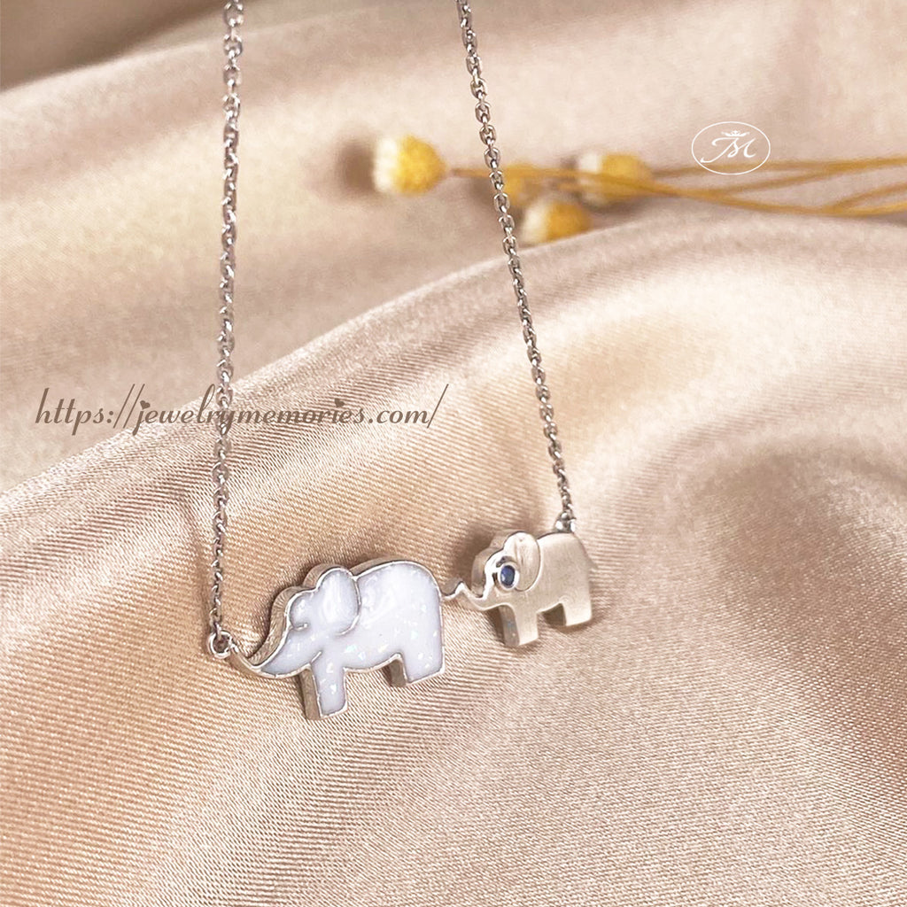 Gold Breastmilk Mommy & Baby Elephant Necklace