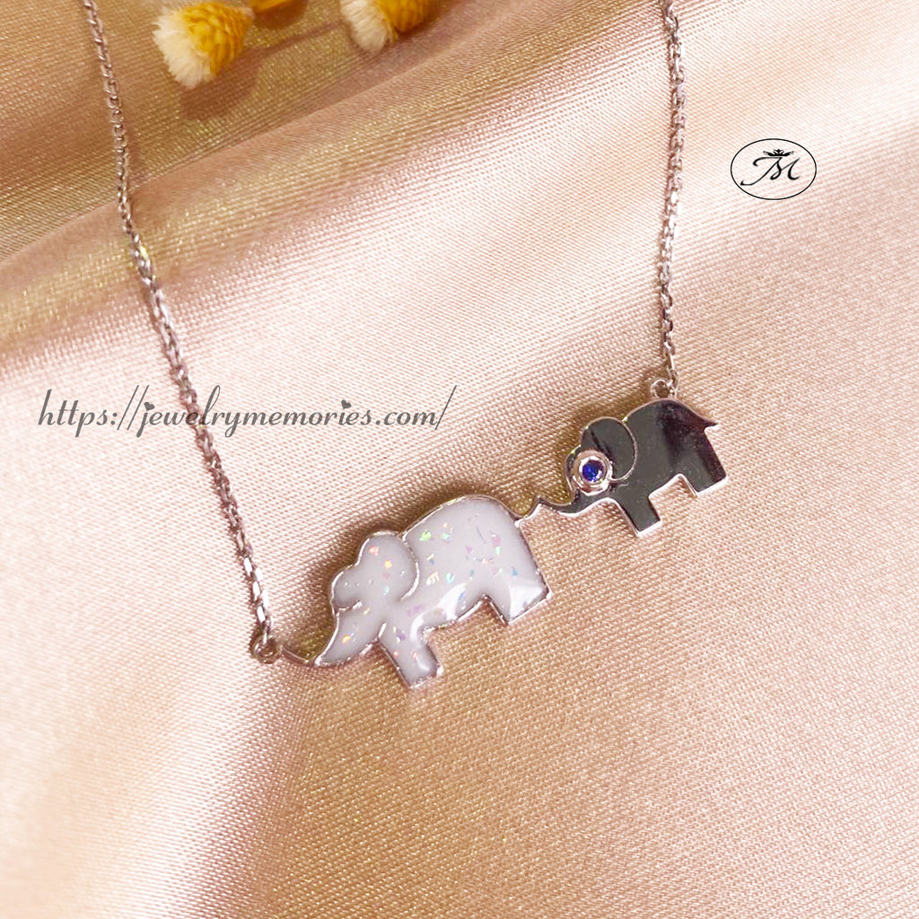 Gold Breastmilk Mommy & Baby Elephant Necklace