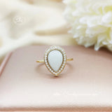 Gold Teardrop Bezel Breastmilk Ring