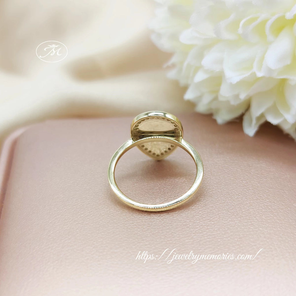Gold Teardrop Bezel Breastmilk Ring